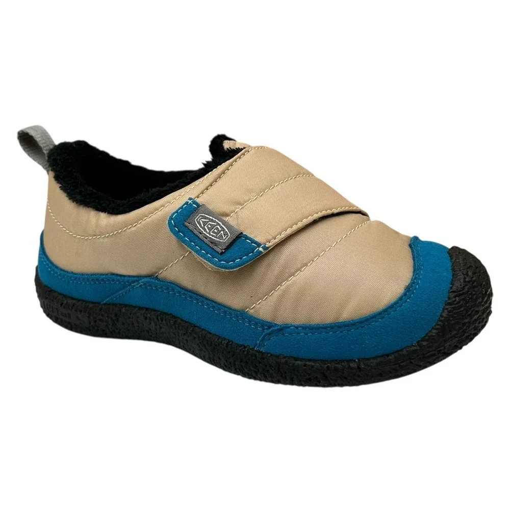 KEEN Howser Little Boys Faux Fur Lined Slippers Size 11 Blue-Beige Warm‎ Shoes